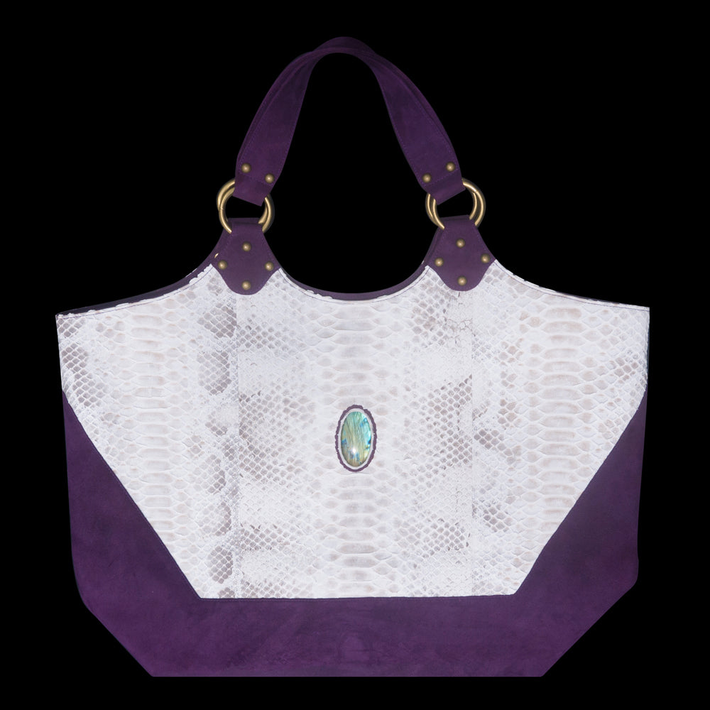 Tote Bag | White x Purple (Suede)